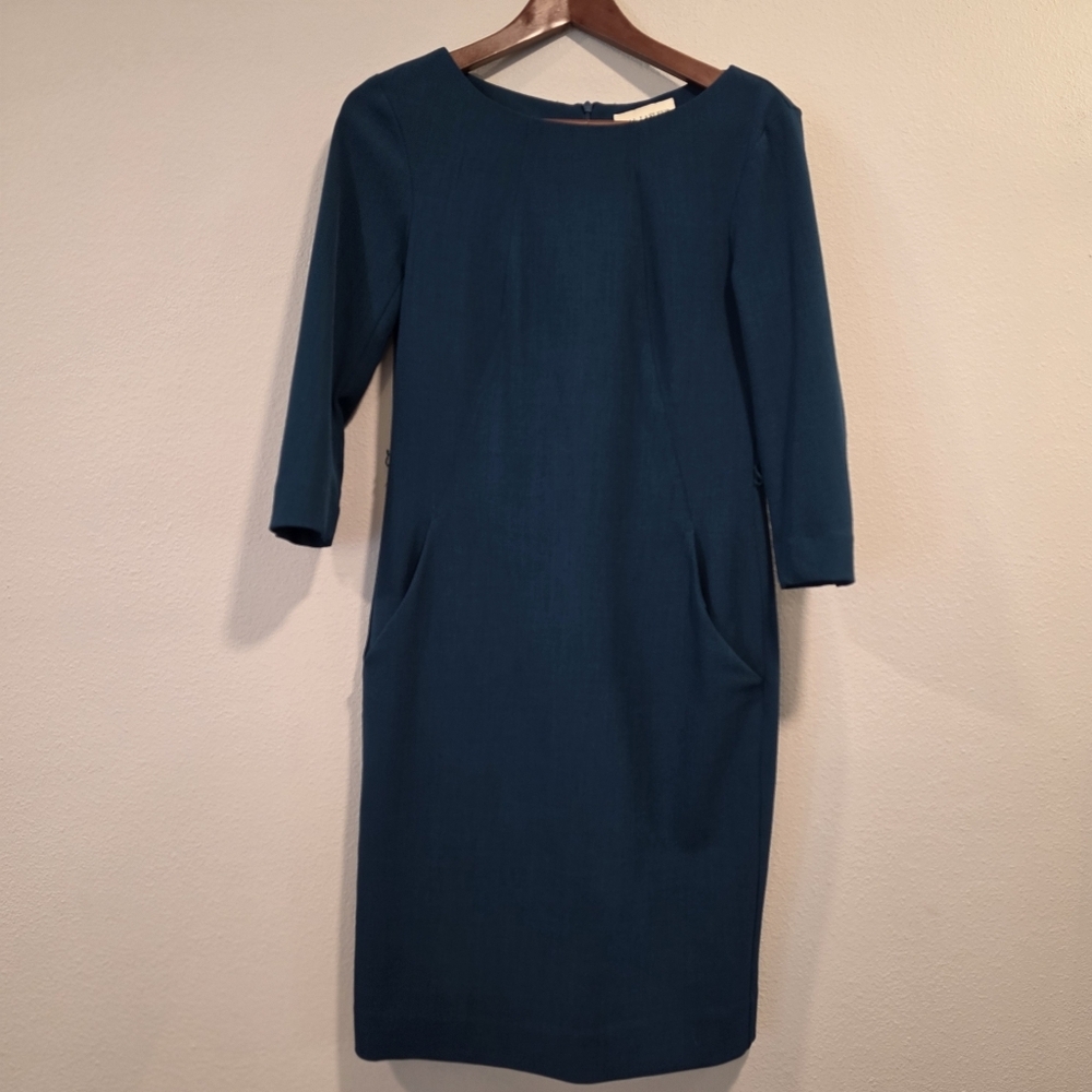 MM LaFleur Etsuko Deep Teal Midi Sheath Dress - Picture 3 of 8